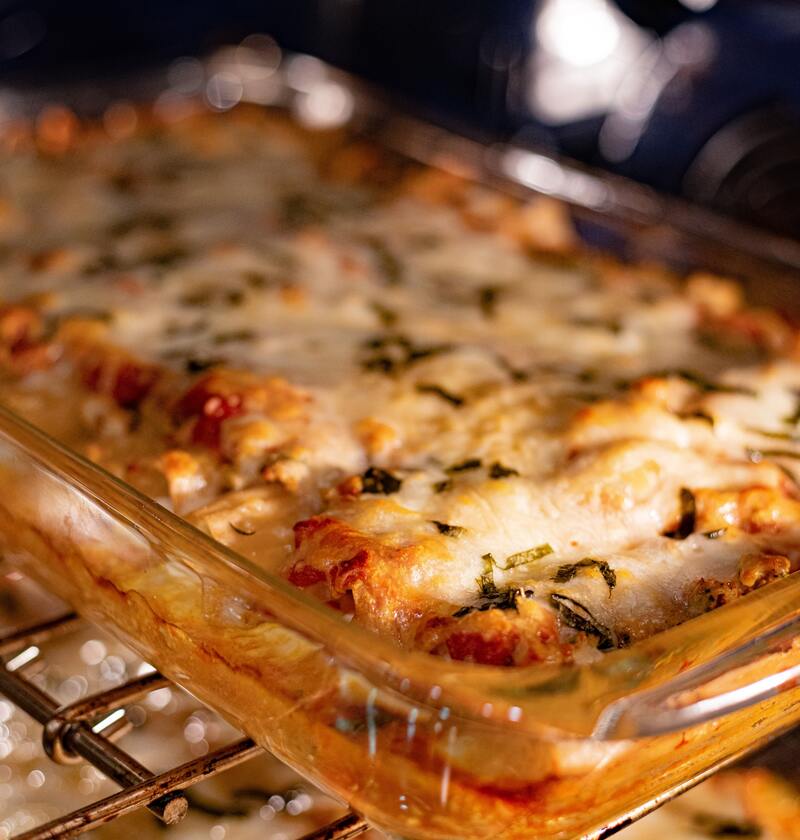 Canelones rellenos de pavo en el horno